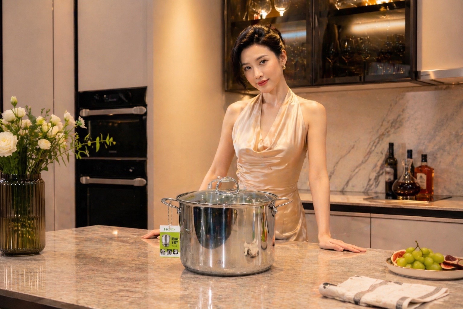 Nồi luộc gà inox 5 đáy Ecozzy dùng bếp từ, gas ,hồng ngoại ảnh 2
